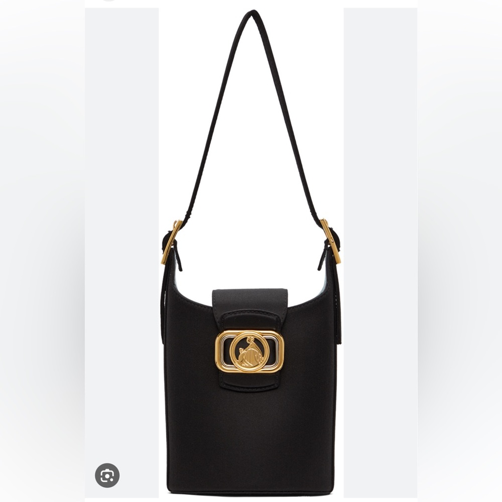 ***LANVIN*** NWT Black Satin Logo Evening Bag